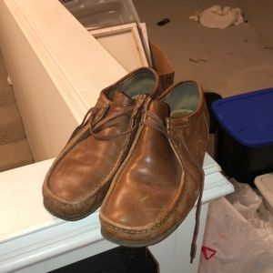 Low top brown leather wallabies